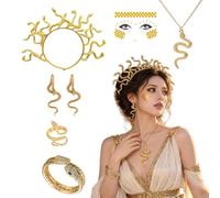 RFVTGB Snake Jewelry Set Gold Medusa Necklace Earring Snake Accessories | Medusa Headpiece, Snake Necklace Snake Bracelet, Snake Ear Cuff, for Halloween Birthday Parties Christma Cosplay Banquets
