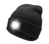 RFWIN LED Lighted Beanie Cap, USB Rechargeable 4 LED Headlamp, Unisex Knitted Hat with Light for Night Activities, Cycling, Camping, Hunting, Grilling, Running