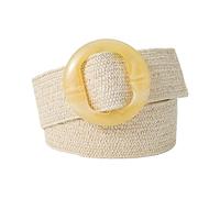 Rfxcom Adjustable Buckle Belt Women's Elastic Band Woven Braided Wide Belt Color Straw Vintage, Beige, One Size