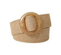 Rfxcom Adjustable Buckle Belt Women's Elastic Band Woven Braided Wide Belt Color Straw Vintage, Khaki, One Size