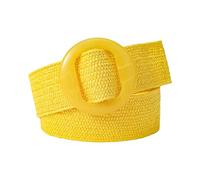 Rfxcom Adjustable Buckle Belt Women's Elastic Band Woven Braided Wide Belt Color Straw Vintage, Yellow, One Size