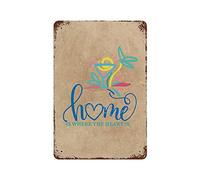 rfy9u7 12"×8" Vintage Poster Metal Signs Decrotive Tin Sign with Rust Home is Where The Heart is Iron Painting Plaque Funny Hanging Wall Decor for Home Bar Club Coffee Shop Bookstore Garage