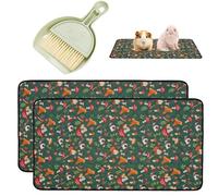 RFYTDCF 2 Pack Guinea Pig Cage Liner, Reusable Waterproof Washable Guinea Pig Bedding Rabbit Cage Liner Pee Pad Absorbent Includes Cleaning Tools for Small Animals Chinchillas Puppy 60x45cm