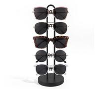 RFYTDCF 5-Layer Glasses Holder, Metal Frame Sunglasses Storage Practical Glasses Stand Sunglasses Organiser Glasses Rack with Wooden Base for Sunglasses Reading Glasses Myopia Glasses