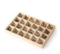 RFYTDCF Unfinished Wooden Storage Divider Box, 35 x 24 x 3.5 cm Showcase Display Box with 24 Compartments Trinket Shelf Wooden Trays for Display Cases for Small Keepsakes DIY Jewellery Knick-Knacks