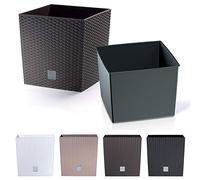 rg-vertrieb Flower Pot Flower Box Flower Pot Planter Rattan Look Plant Pot with Insert Model Low (225 Umber)