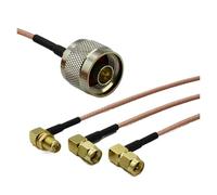 RG316 L16 N To SMA RPSMA Male Female Right Angle Coax Extension Jumper Pigtail Cable N Type To SMA Connector Crimp(Type 1,50CM)