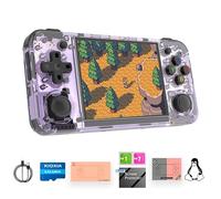 RG35XX H Retro Handheld Gaming Console with Linux System 3.5 inch IPS Screen and 64G TF Card Built-in 3300 mAh Battery Lasts up to 8 Hours Compatible with 5G WiFi and Bluetooth 4.2 purple translucent