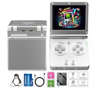 RG35XXSP Handheld Game Console RG35XX SP Clamshell Retro Game Console with 64G TF Card Preloaded Games 5532 Portable Gaming Console with 3.5 inch Screen 3300mAh Battery 5G WiFi Bluetooth HD Silver