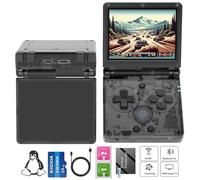 RG35XXSP Handheld Game Console RG35XX SP Clamshell Retro Game Console with 64G TF Card Preloaded Games 5532 Portable Gaming Console with 3.5 inch Screen 3300mAh Battery 5G WiFi Bluetooth HD Black