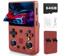 RG36PRO Retro Video Game Console-Support 30000+ Classic Games,3.5" IPS Screen,Open Source System,64G TF Card,3000mAh Battery,Portable Console for Teen or Partner - Gift for Christmas - Red