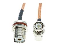 RG400 BNC To UHF Female SO239 Bulkhead Cable | Male Right Angle RF Coax Pigtail Jumper 50ohm Double Shield(26feet-8meter)