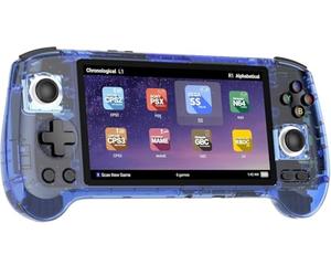 RG556 Retro Handheld Game Console, Android 13 System Unisoc T820 Processor 5.48 Touch Inch AMOLED Screen 5500mAh Battery Support WiFi Online DP Output (Transparent Blue)
