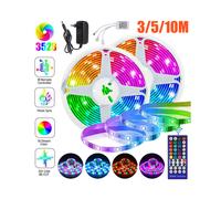 RGB 3528 LED Strip Lights - 3/5/10M Color Changing Tape for Under-Cabinet Kitchen Lighting, Self-Adhesive, Cuttable Every 9 LEDs, IP33, 44-Key Remote