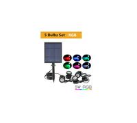 (RGB 5 Lights) RGB Solar LED Waterproof Spotlights Garden Outdoor Pond Pool Yard Underwater