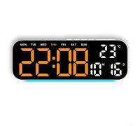 RGB Ambient Light Digital Alarm Clock, With Colour Changing Night Light, Dual Power Supply And Clear LED Display, For Bedside Table Or Office Desk(orange)