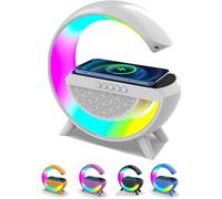 RGB Atmosphere Lamp LED Table Lamp Support TF Card Music Playback, Dimmable Night Light with Wake Up Function, Bluetooth Speaker & Wireless Charger