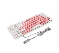 RGB Backlight Mechanical Gaming Keyboard Blue Switch USB Wired 87 Key Keyboard - Computer for Office Workers - PBT Material (Pink White)