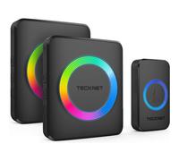 (Rgb-black) TECKNET Wireless Doorbell, Doorbell IP65 Waterproof Twin Wall