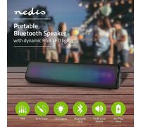 NEDIS Bluetooth® Speaker | Max. Battery Playtime: 6 Hours | Table Design | 18 W | Stereo | Built-in Microphone | Linkable | Black