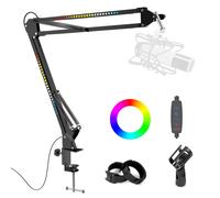 RGB Boom Arm Adjustable Mic Stand - Black