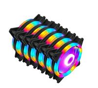Rgb Case Fan 120mm 3pin Molex Colorful Fluid Bearing LED PC Computer Cooling Fans Radiator Ventilador 12V (Blade Color : 6Pcs RGB-2 Ring Lamp)