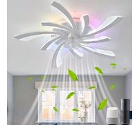 RGB Ceiling Fans with Lights Flower Dimmable White LED Ceiling Fan Light Timer Ceiling Light Fan Memory Function Ceiling Fans with Lamps Silent Smart Fan Lights for Bedroom Living Room Voice Control