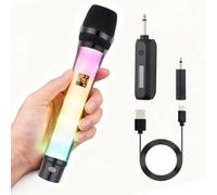 RGB Colorful Light Wireless Microphone, Intelligent Noise Reduction, Plug-and-Play, 6.35mm/3.5mm, 2.4G Wireless Anti-Interference, Suitable for Stage Karaoke, Karaoke, Church, Wedding(Double)