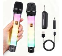 RGB Colorful Light Wireless Microphone, Intelligent Noise Reduction, Plug-and-Play, 6.35mm/3.5mm, 2.4G Wireless Anti-Interference, Suitable for Stage Karaoke, Karaoke, Church, Wedding(single)