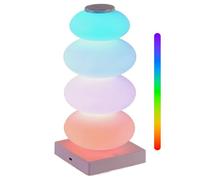 RGB Cube Lamp, Bedside Table Lamp Color Changing Rainbow Desk Lamp Lights Tower with Touch Control Night Light for Bedroom, Outdoor, DIY Assembled Ambient Lighting (Candy Skewer)