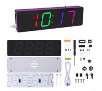 RGB Digital Clock Soldering Kit DIY Electronics Project with Alarm Temperature Display for STEM Learning School Hobbyists Purple(Purple)