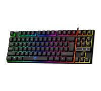 RGB Gaming Keyboard - 87 Key Tenkeyless Compact Membrane Keyboards with Mechanical Feel, 10 Dynamic Backlight Modes, Multimedia Shortcuts, Plug & Play for PC/Mac/Linux (Windows Compatible)