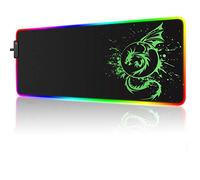 RGB Gaming Mouse Pad, Large Extended Glowing Led Mousepad with 15 Lighting Modes and USB,Smooth Surface Waterproof Gamer Mouse Mat for Gaming, Macbook, PC, Laptop, Desk 31.5 X 12 Inch (Green)