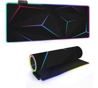 RGB Gaming Mouse Pad Mat - 14 Lighting Modes - XXL Large PC Keyboard Desk Mat With 3D Geometric Pattern - Extended LED Mousepad for Gaming & Work - Gamer Accessories (Geometric 2,700x300mm)