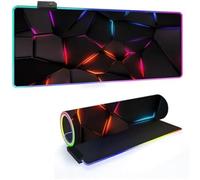 RGB Gaming Mouse Pad Mat - 14 Lighting Modes - XXL Large PC Keyboard Desk Mat With 3D Geometric Pattern - Extended LED Mousepad for Gaming & Work - Gamer Accessories (Geometric 1,600x300mm)