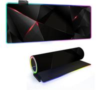 RGB Gaming Mouse Pad Mat - 14 Lighting Modes - XXL Large PC Keyboard Desk Mat With 3D Geometric Pattern - Extended LED Mousepad for Gaming & Work - Gamer Accessories (Geometric 6,900x400mm)