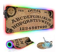 RGB Gaming Mouse Pad with Coffee Coaster, XXL Large Glowing LED Mousepad, Anti-Slip Rubber Base, Computer Keyboard Desk Mouse Mat 31.5 X 11.8 Inch - Retro Ouija Board