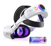 RGB Head Strap with 12000mAh Battery for Oculus Quest 2, Battery Pack for 8 Hrs of Playtime, Fast Charging VR Power, Adjustable Elite Strap for Enhanced Support and Balance
