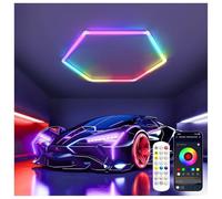 RGB Hexagon LED Light 1 Hex, 56W adjustable Music Sync LED Hexagon Lights for Gaming Room, Smart App & Remote Control DIY Honeycomb Ceiling Light for Garage Studio Gym Basement Bar Deco