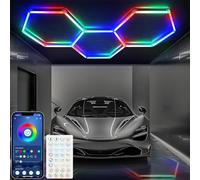 RGB Hexagon Lights - 4 Music Modes Hexagon LED Lights Dimmable, 358 Color Modes, Remote Control, IP54 Waterproof, DIY for Gaming Room, Gym, Party, Bar