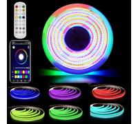 RGB+IC COB LED Strip 5m, 24V WS2811 COB LED Strip Light, Pixel Addressable RGB LED Tape, Colour Chasing Strip Lights, Music Sync, with App and Remote Control for Home,Party