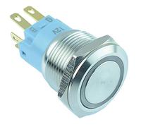 RGB illuminated 19mm Vandal Resistant Momentary Metal Push Button Switch 12V
