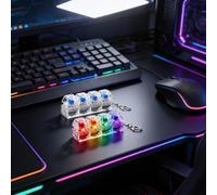 RGB Keyboard Fidget Toy Keychain, With 4 Buttons And Colourful LED Lights, For Stress Relief, Anxiety Reduction And Focus Improvement In Home, Office, School Or Travel Settings(Transparent black)