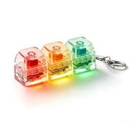 RGB Keyboard Fidget Toy Keychain with Lights | 3 Button Clicker for Stress Relief | ABS Mechanical Key Chain for Office School Travel Home | Black(Ttransparent)