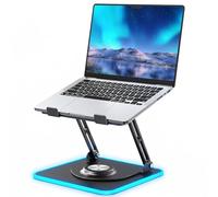 RGB Laptop Stand for Desk, 360 Rotating Base Ergonomic Laptop Riser, Height & Angle Adjustable Aluminum Notebook Holder, Foldable Computer Stand Fits 10-16” MacBook Pro/Air, Dell, HP (RBG Black)