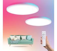 RGB LED Ceiling Light, 2-Pack, 30cm 24W 2880LM with Remote Control, Dimmable Color Temperature Changing 3000K-6500K, Flush Mount Ceiling Lamp with Night Mode & Timer for Bedroom, Bathroom, Kitchen