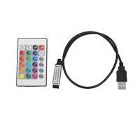 RGB LED Light Strip Controller with 24 Key Wireless Remote for Various Lamps, USB 6A Lamp Effect IR Remote Control for Decorative Lighting (Line length 0.5 Meters)