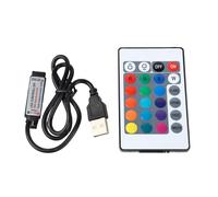 RGB LED Light Strip Controller with 24 Key Wireless Remote, USB Powered Universal Mini for LED Lamps Soft Light Strips Glass Curtain Wall Lights