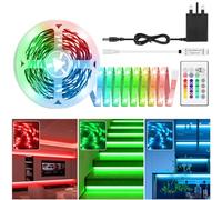 RGB LED Light Strips 10M, 5050 Color Changing LED Lights with 24-Keys IR Remote and 12V Power Supply, Dimmable Self-adhesive 12V DIY Strip Light Kit Suitable for Home Game Room TV Backlight Party