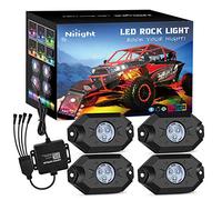 RGB LED Pods Nilight 4 Rock Lights Kit Bluetooth Controller, Timing Function, Music Mode Off Road Flashing Music Model for Jeep Truck Car ATV SUV Vehicle Boat